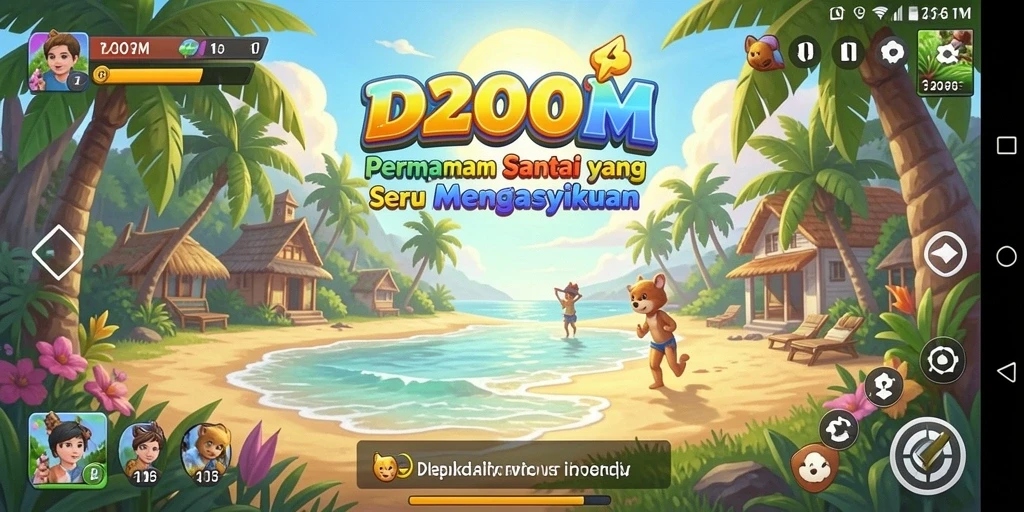 Screenshot gameplay D200M dengan tampilan karakter dan level menyenangkan.