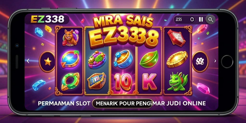 Tangkapan layar utama EZ338 menampilkan gameplay slot yang seru dan berwarna-warni.