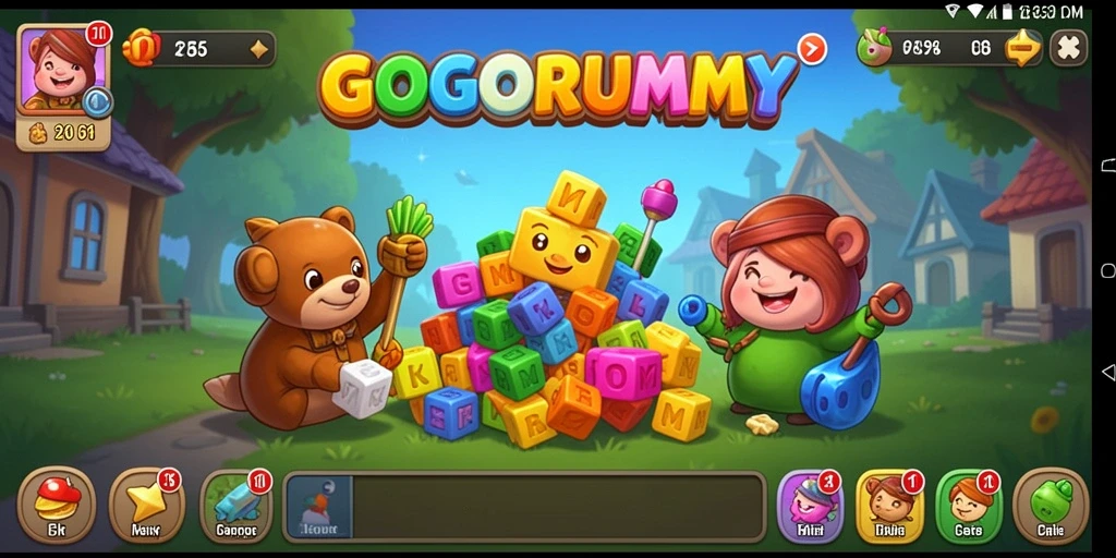 Tampilan menarik dari gameplay GOGORUMMY yang menawan.
