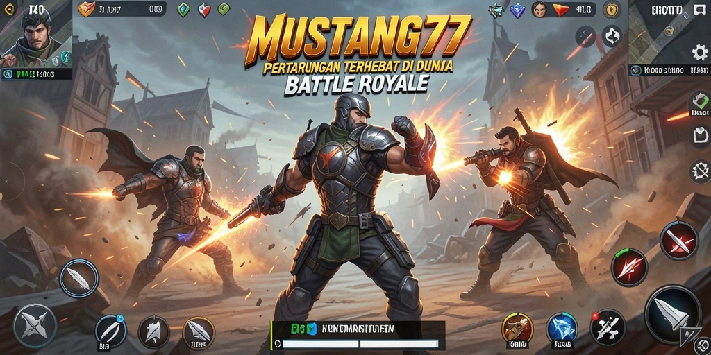 Gameplay intens dan seru dalam MUSTANG77 yang menampilkan pertarungan Battle Royale.