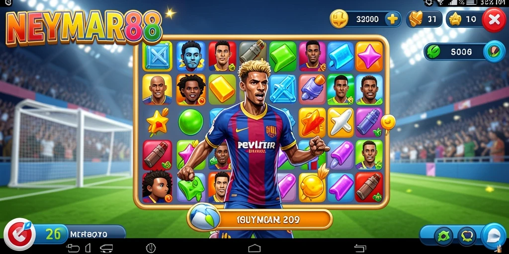 Gameplay <strong>NEYMAR88</strong> dengan aksi Match-3 yang mengasyikkan.