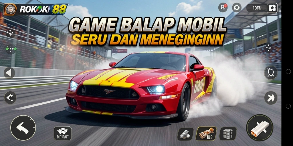 Screenshot ROKOK88 menampilkan balapan mobil yang seru.