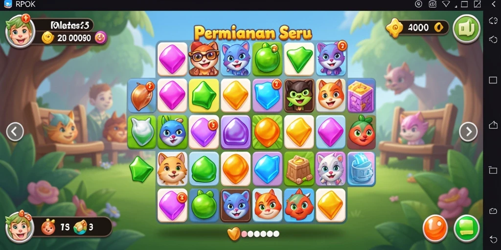 Screenshot gameplay RPOK menunjukkan aksi seru permainan Match-3.