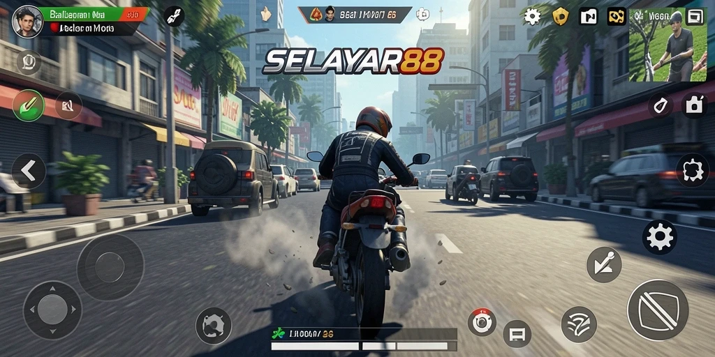 Tampilan mendebarkan dari gameplay balap motor yang seru.