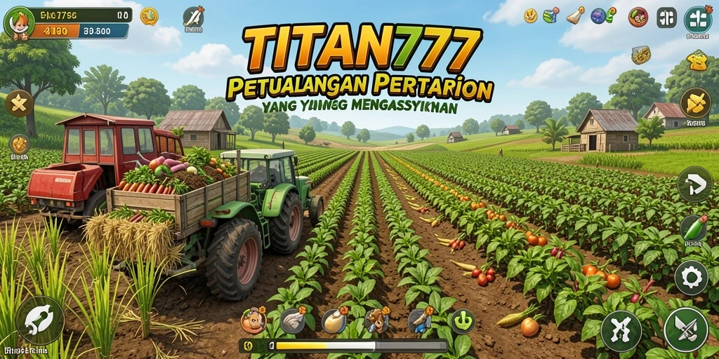 Screenshot menunjukkan gameplay menanam dan memelihara hewan di TITAN777.